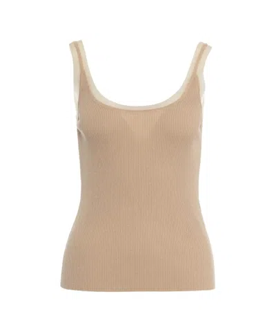 Liu •jo Liu Jo Beige Top With Tulle Insets