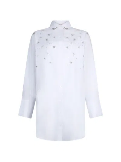 Liu •jo Bejewelled Shirt Dress In White