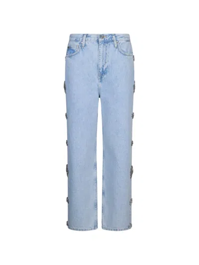 Liu •jo Bejewelled Straight Jeans In Blue