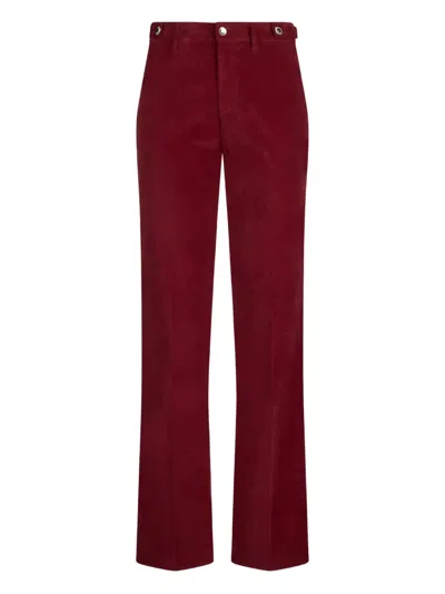 Liu •jo Bejewelled Velvet Trousers In Red