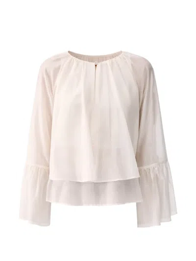 Liu •jo Bell-sleeve Shirt In Brown