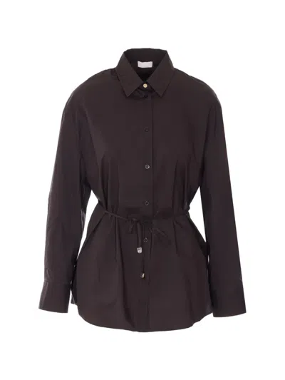 Liu •jo Belt Button Front Shirt In Brown