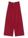 Liu •jo Bordeaux Wide-leg Trousers With Slim Belt In Red