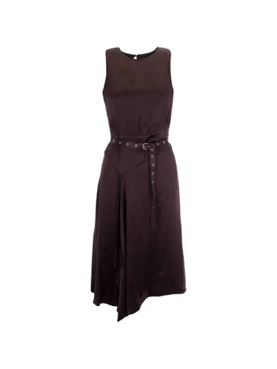 Liu •jo Belted Asymmetric Dress In Brown