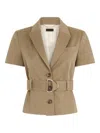 Liu •jo Liu Jo Belted Beige Jacket In Brown