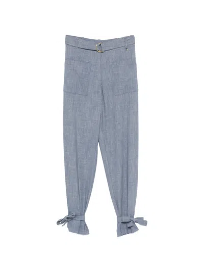 Liu •jo Belted Bow-detail Trousers In Black