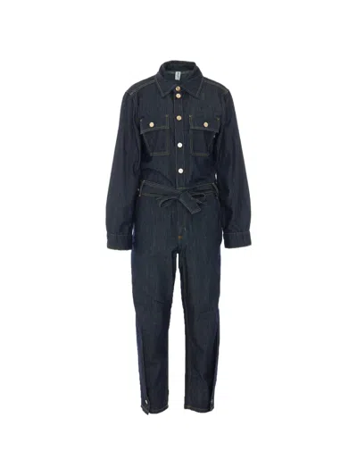 Liu •jo Belted Button-front Jumpsuit In Blue