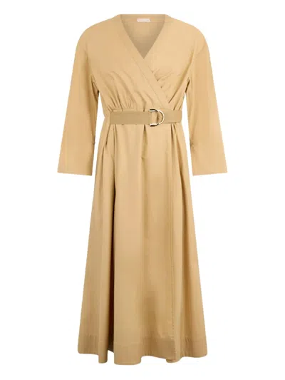 Liu •jo Cotton Dress With Belt In Neutrals