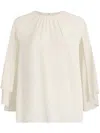 Liu •jo Belted Crepe De Chine Blouse In Weiss