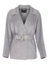 Liu •jo Belted Double-breasted Coat In Gray