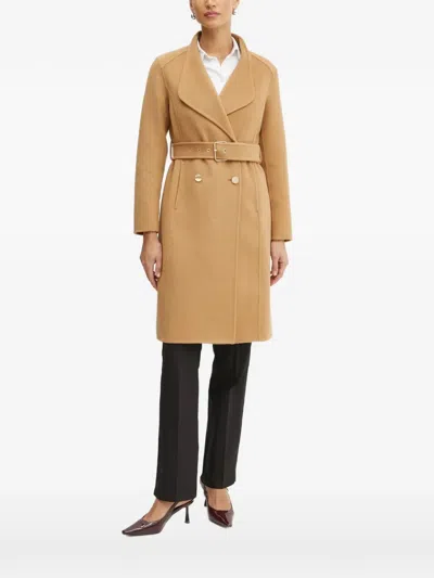 Liu •jo Belted Double-breasted Coat In Neutral
