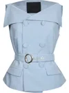 Liu •jo Liu Jo Sky Blue Jacket With Structured Silhouette And Peplum Hem In Blue