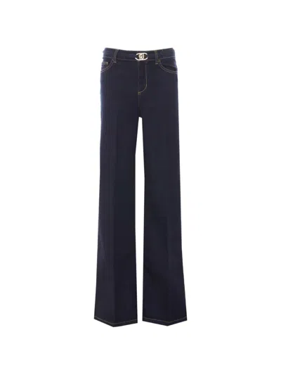 Liu •jo Belted Flared Jeans In Blue