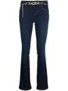 Liu •jo Belted Flared Jeans In Blue