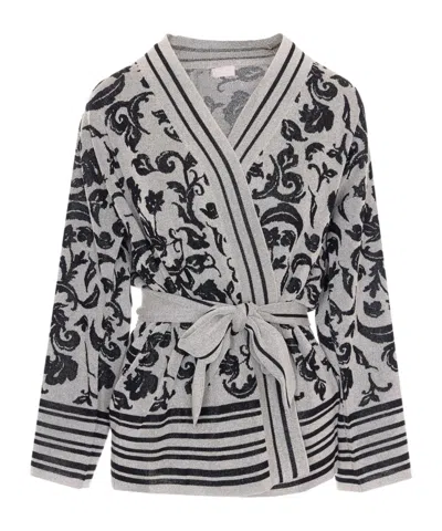 Liu •jo Long-sleeved Knitted Cardigan In Gray