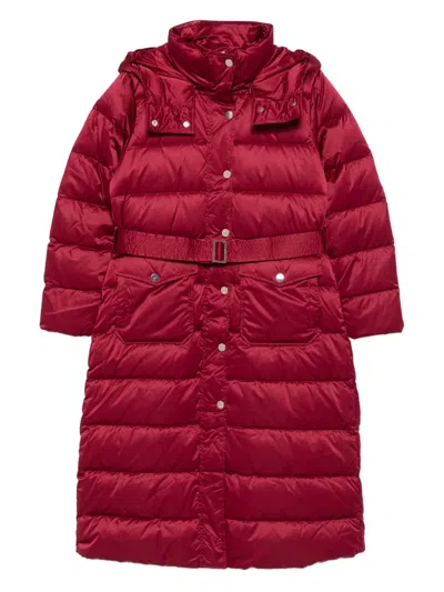 Liu •jo Belted Hooded Coat In Red