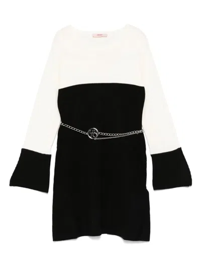 Liu •jo Kids' Belted Knitted Dress In Black