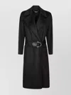 Liu •jo Knee-length Coat With Classic Lapel And Distinctive Buckle Detail In Black