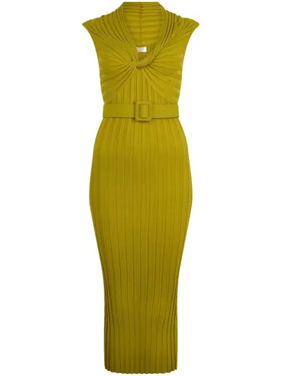 Liu •jo Belted Midi Dress In Green