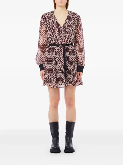Liu •jo Belted Mini Dress In Brown