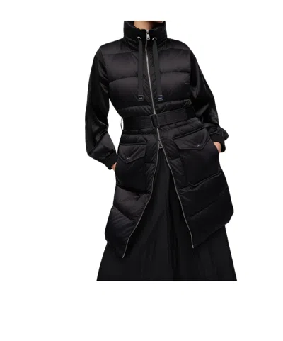 Liu •jo Belted Padded Long Gilet In Black
