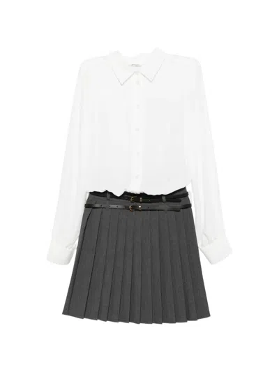 Liu •jo Belted Pleated Midi Dresse In Grey