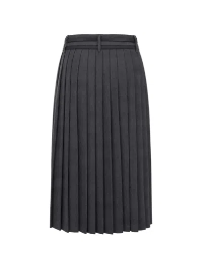 Liu •jo Belted Pleated Midi Skirt In 그레이