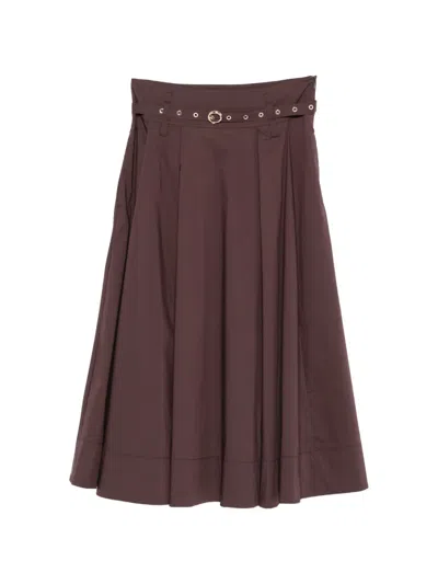 Liu •jo Belted Pleated Skirt In Brown