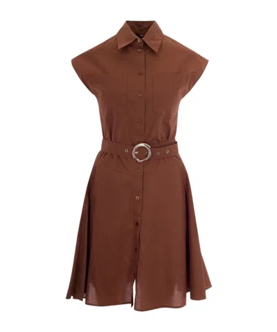 Liu •jo Liu Jo Belted Shirt Dress In Brown
