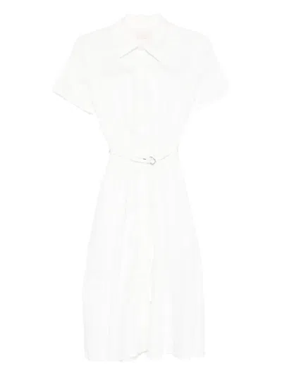 Liu •jo Belted Shirt Midi Dress In White
