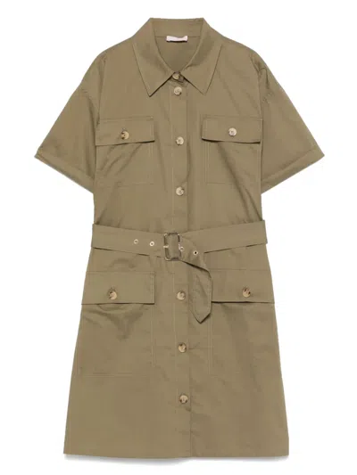 Liu •jo Belted Shirt Mini Dress In Green