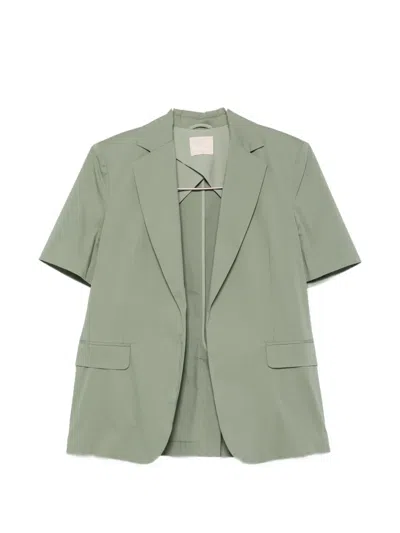 Liu •jo Belted Short-sleeve Blazer In Green
