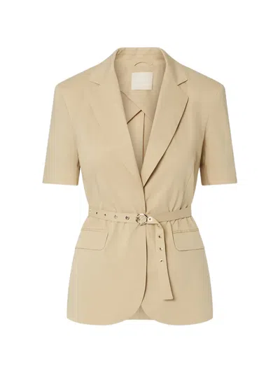 Liu •jo Belted Short-sleeve Jacket In Neutral