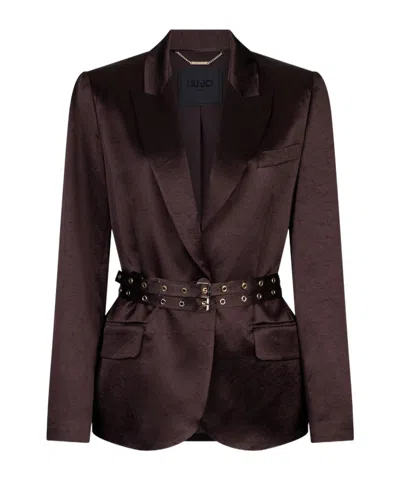 Liu •jo Liu Jo Belted Single-breasted Blazer In Brown