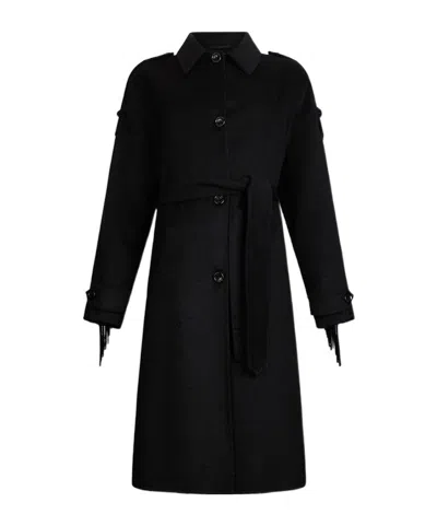 Liu •jo Belted Single-breasted Coat In Black