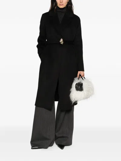 Liu •jo Belted Single-breasted Coat In Black