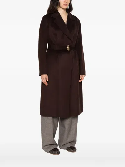Liu •jo Belted Single-breasted Coat In Brown