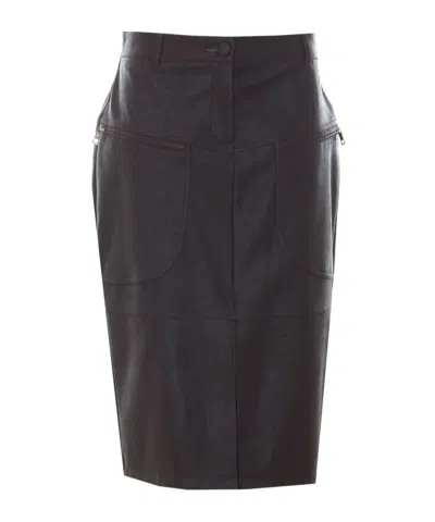 Liu •jo Midi Skirt In Coated Fabric In Brown