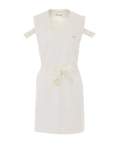 Liu •jo Liu Jo Belted Sleeveless Mini Dress In White