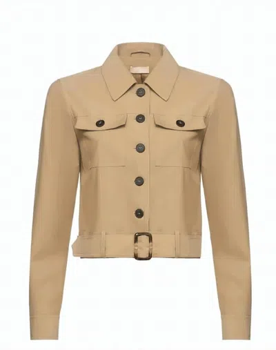 Liu •jo Belted Structured Collar Jacket In Brown