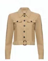 Liu •jo Belted Structured Collar Jacket In Brown
