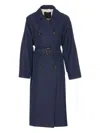 Liu •jo Trench Coat With Belted Waist And Epaulettes In Blue