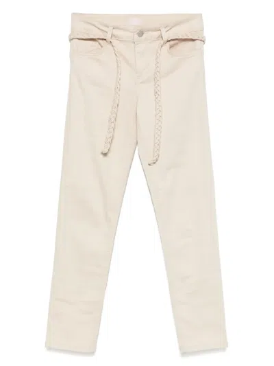 Liu •jo Belted Trousers In Neutrals