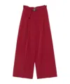 Liu •jo Bordeaux Wide-leg Trousers With Slim Belt In Red