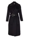 Liu •jo Knee-length Coat With Classic Lapel And Distinctive Buckle Detail In Black