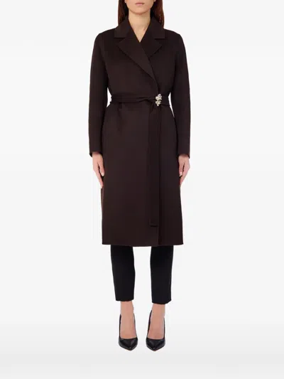 Liu •jo Belted Wrap-style Coat In Brown