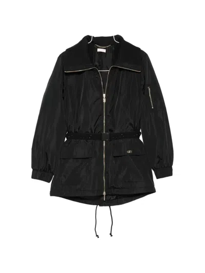 Liu •jo Belted Zip-up Jacket In Black