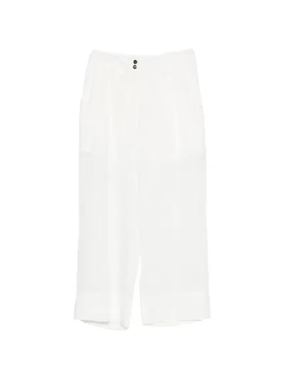 Liu •jo Belt-loop Button Trousers In White