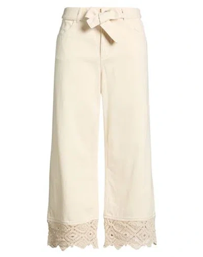 Liu •jo Better Denim Woman Jeans Cream Size 31 Cotton, Lyocell In White