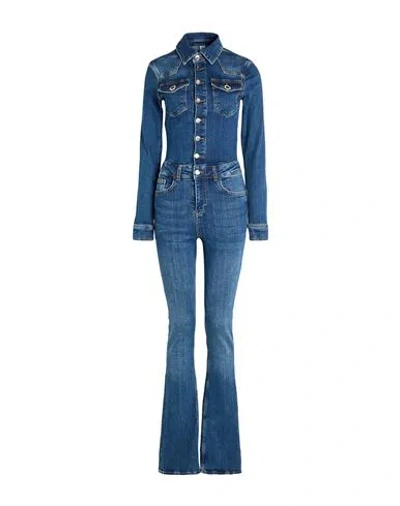 Liu •jo Better Denim Woman Jumpsuit Blue Size 26 Cotton, Elastane